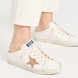 Golden Goose Superstar Sabot Sneaker White Leather/Gold sz 38 New in Box